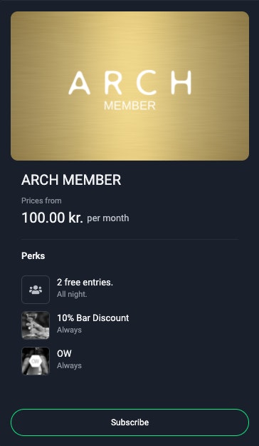 The subscribe to a membership card component.